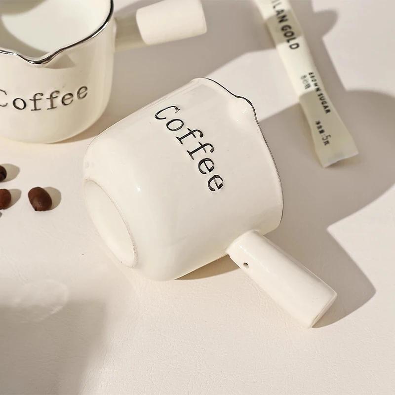 PARACITY Nordic Style Coffee Milk Pitcher Thickened Ceramic With Graduated Easy Clean Espresso Measuring Cups