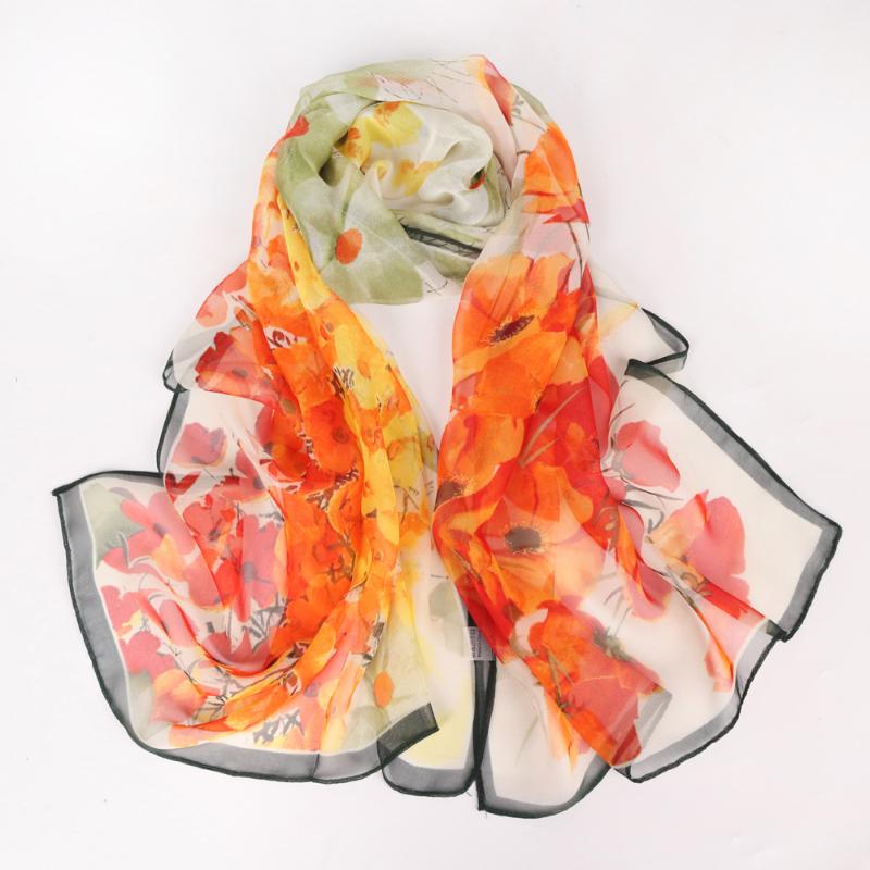 

1PC Long Shawl Spring Autumn Scarf Fashion Chiffon Elegant Lightweight Beach Floral Printed Bohemian Beach Cover-Up Women 160x50cm
