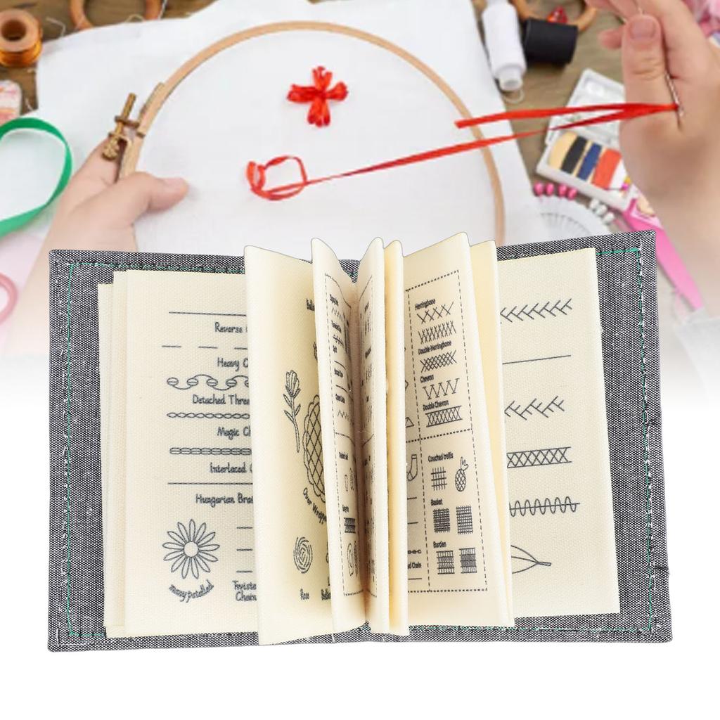 Embroidery Needlework Book Portable Embroidery Sample Stitch Book Learn Embroidery Stitches Book for Beginners Enthusiasts