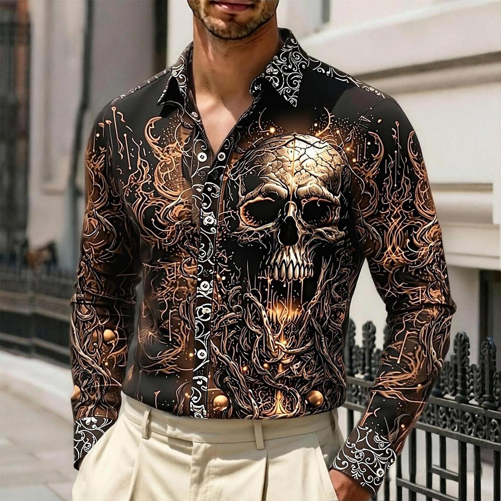 Men's Gothic Printed Long Sleeve Shirt
