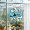 Welcome Summer Sign Shells Starfish Wall Hanging Wreath Farmhouse Coastal Beach Wooden Round Door Hanger for Front Door Porch Courtyard Decor