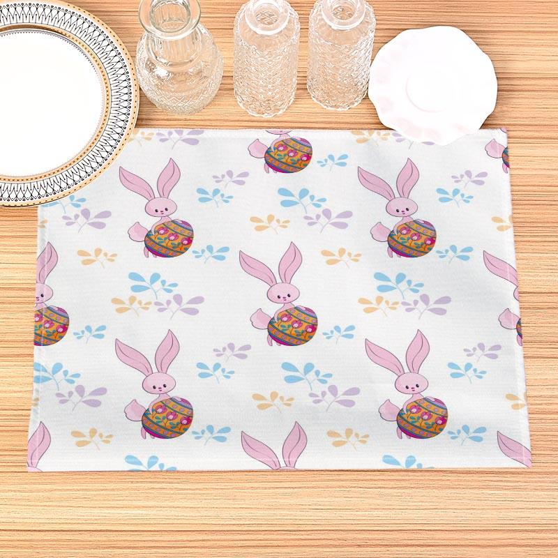 

Easter Bunny Pattern Placemat Cotton Linen Fabric Table Mats Family Dinner Tableware Kitchen Size 30X45 cm Table Mat 2pcs 30x45cm