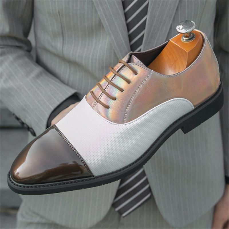 

Роскошные Дизайнерские Новые Остроносые Белые Черные Золотые Смешанные Свадебные Формальные Оксфорды Для Мужчин Повседневная Платформа Обувь для Вечеринки 38