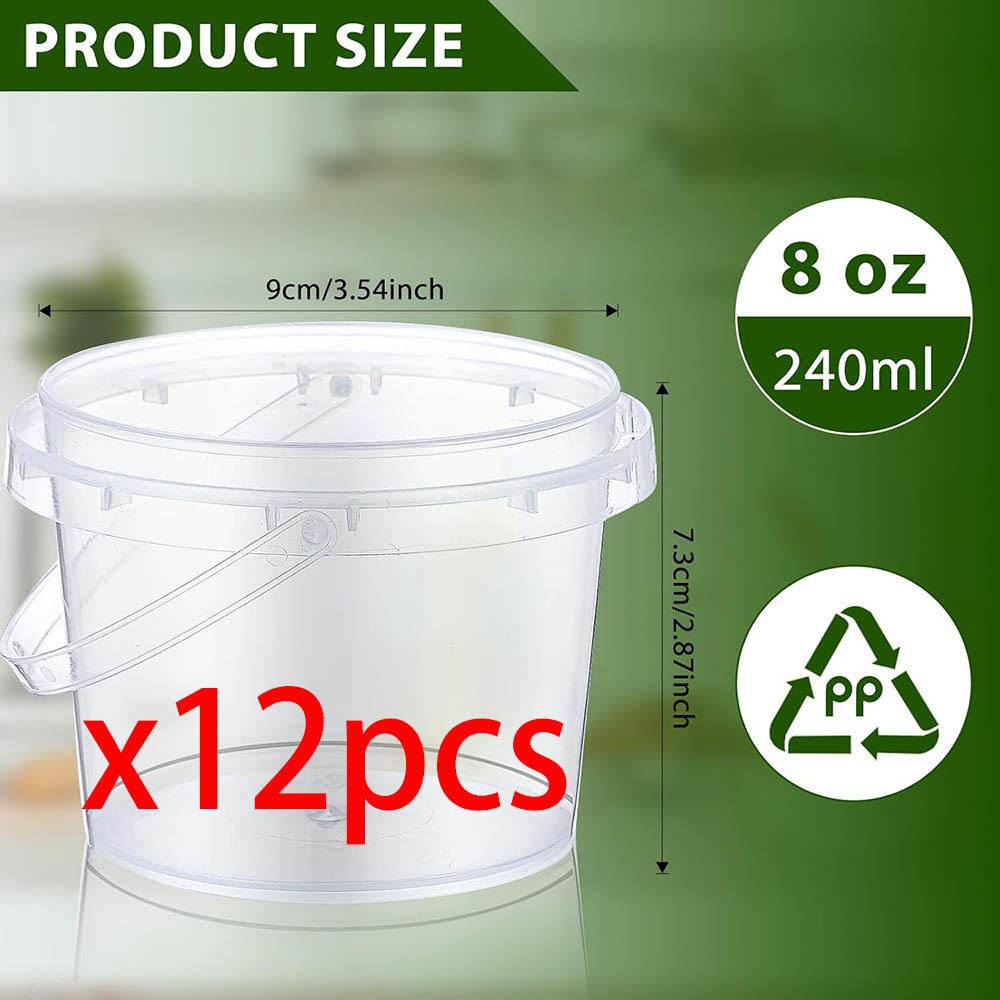 

Food Clear Bucket Plastic Reusable Ice Cream Containers with Lids and Handles Airtight Clear Plastic Tub Freezer Reusable Pail