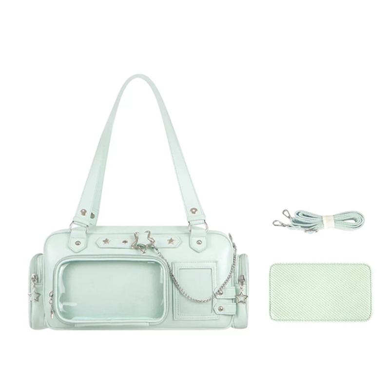 New Y2k Star Chain Ita Bag Large Capacity Transparent Crossbody Bag Diy Display Handbag Candy Color Cute Japanese Shoulder Bag