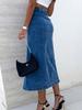 2026 Frühling Europäischer und Amerikanischer Asymmetrischer Schlitz Midi Knopfleistenrock