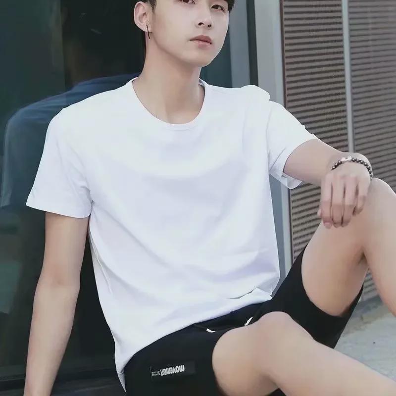 Pánská černobílá kostkovaná košile - Korejský styl, Trendy, Ležérní s dlouhým rukávem na jaro/podzim