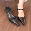 Summer New Pointed Toe Nude Patent Leather Heels Women's Light Mouth Straight Heel Sexy Sandals