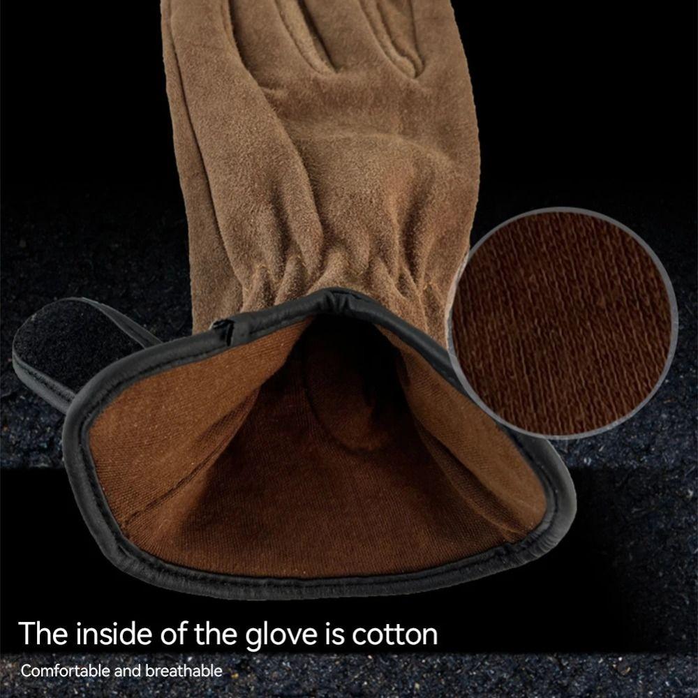 1Pair Hand Protection Cowhide Protective Gloves Leather Labor Protective Gloves  Garden
