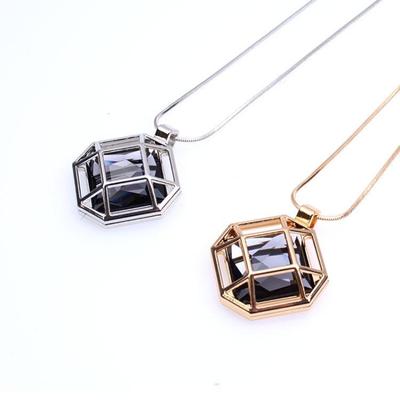 1Pc Fashion Square Hollow Sweater Chain Necklace Clothing Accessories Pendant