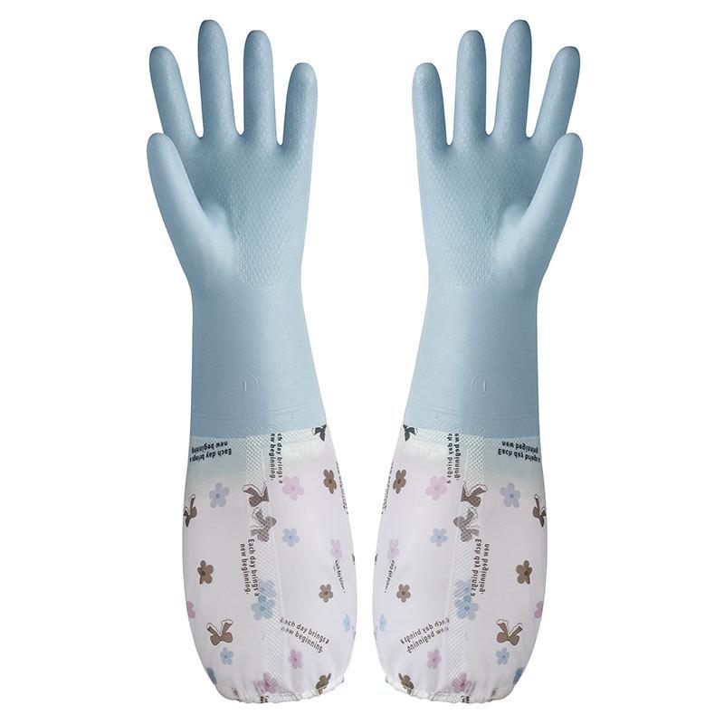 Thickened Long Cuff Waterproof Latex Kitchen Gloves for Dishwashing and Laundry