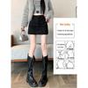 Plus Size Brown Suede A-line High Waist Slimming Skirt for Women, Spring/Autumn