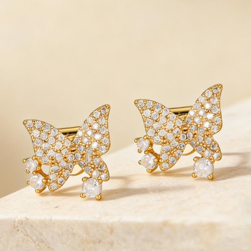 Elegant Butterfly Zircon Studded Ear Clip For Freeclip 1/2 Headphones Clip on Charm Earphone Jewelry Gold /Silver