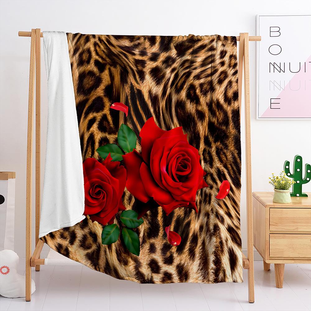 Blanket Flannel Blanket Leopard Print Rose Cityscape 3D Digital Printing Blanket Cover Blanket 120X90cm