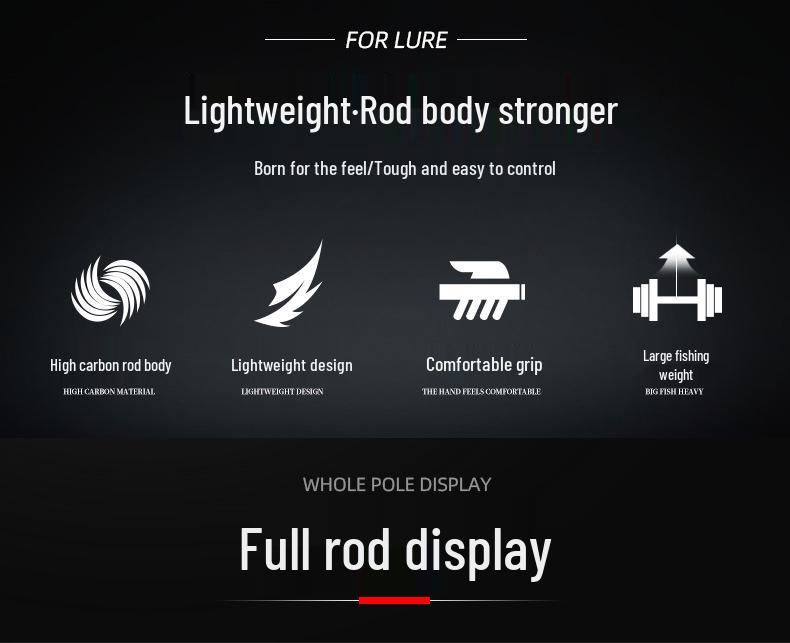 Carbon Fiber Lure Rod 2.1m for Bass and Mandarin Fish