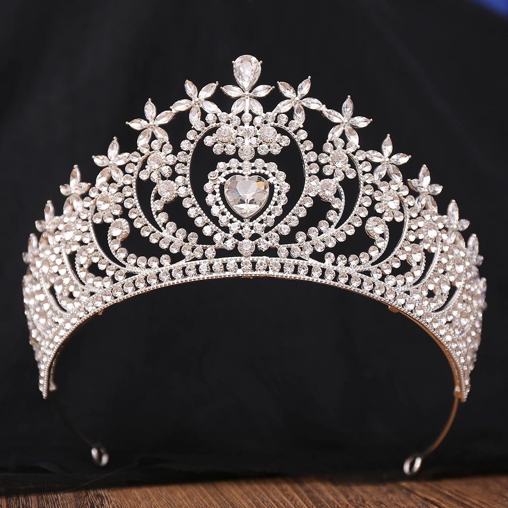 DIEZI Luxury Elegant AB Heart Crystal Tiara Crown For Women Girls Wedding Party Rhinestone Crown Hair Dress Jewelry