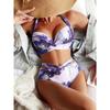 European and American Bikini Sexy Digital Printing High Waist Split Bikini