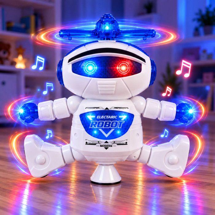 Interactive Toy - B&G INTERNATIONAL - Dancing Robot Sound and Light 20 Cm - 360° Movements - Sound &; Lights - Blue/White