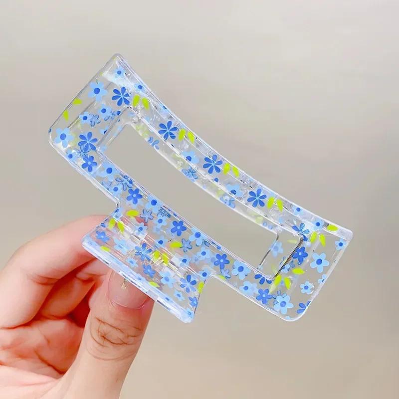 New Women Print Flower Hair Claw Tough Colorful Plastic HairClip Large Size Hair Clamps Crab Hairpin Hair Accessories Girl Gift