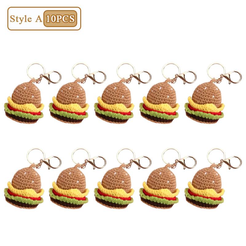 1-10KS Kreatívna pletená kľúčenka Kreslená DIY Hamburger Zmrzlina Prívesok Kľúčenka Prívesky Ručne vyrobený Prívesok pre Dievča Roztomilý Darček