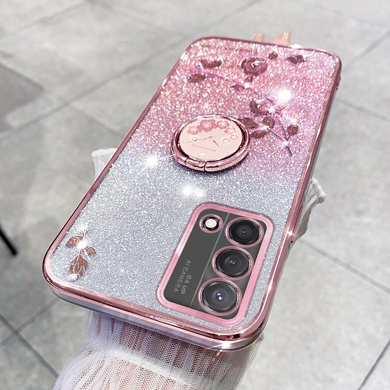 KADEM For Oppo A74 4G/F19/F19s/A95 4G/Reno6 Lite Case Glitter TPU Kickstand Phone Cover