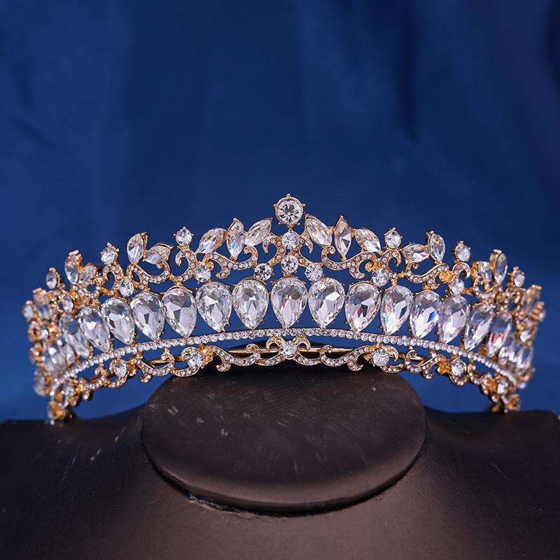 Barock Vintage Prinsessa Drottning Brudkrona Huvudsmycke Kristalltiara För Kvinnor Bröllopskrona Hårklänningstillbehör Smycken