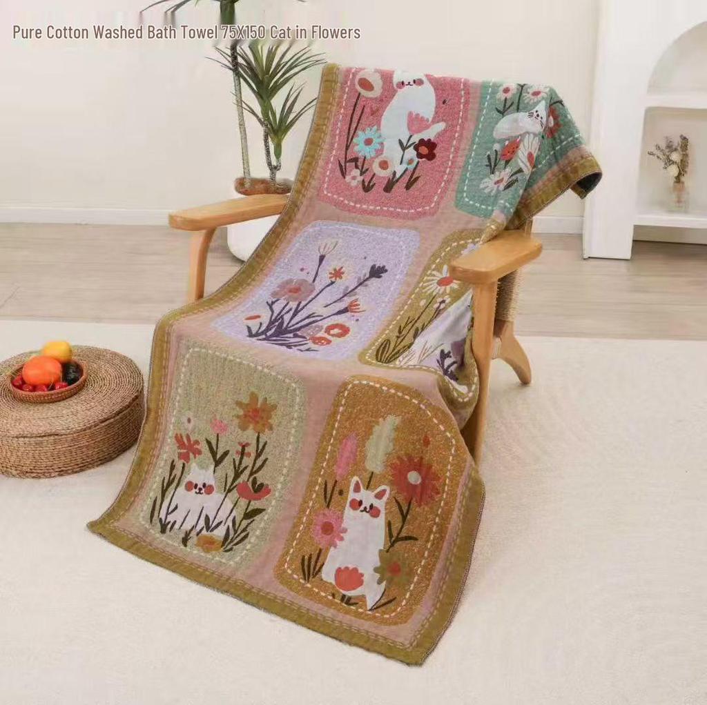 New Soft Ethnic Style Sun God Cotton Bath Towel - Skin-friendly & Absorbent