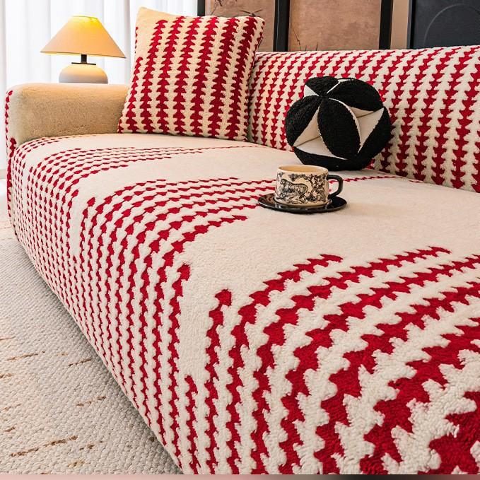 

Autumn and Winter New Sofa Cover Shu Cotton Velvet Sofa Cover All Inclusive Anti Slip Anti Cat Scratch Protective Cover footrest [suitable for 70*90cm]
