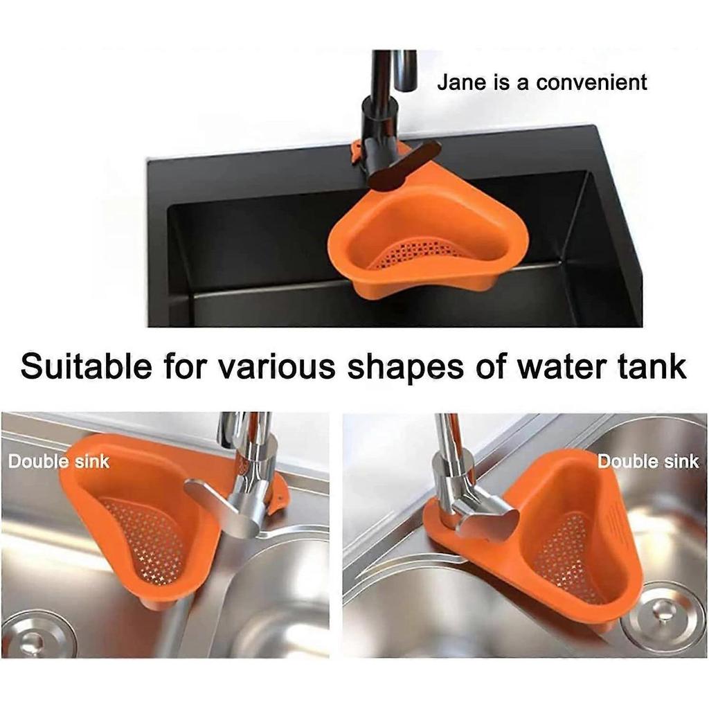 Thickened Triangle Sink Holder, Swan Shape Sink Strainer Basket, Kitchen Drain Rack Storage Shelf for Fruits, Vegetables, Waste, Leftovers (Blue)