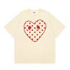Unisex Crew Neck Short Sleeve Loose Fit Japanese Fresh T-Shirt Heart Geometric Print 100% Cotton Top