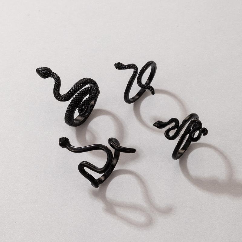 2025 Retro Snake Animal Rings, a Variety of Snake Shapes 4 Pieces Punk Suit Ring Jewelry Women