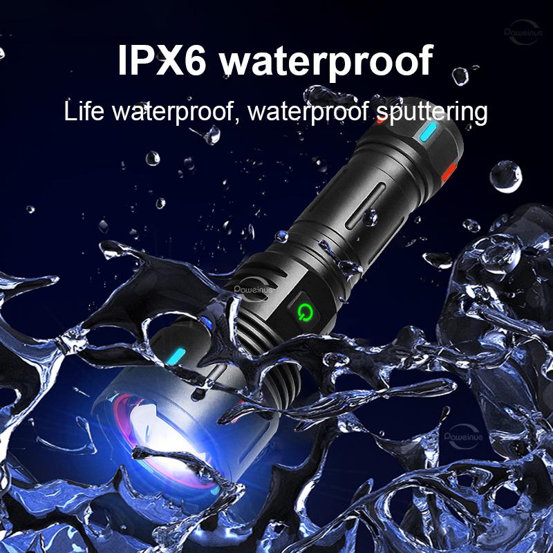 Ultra Powerful Led Flashlight 18611 Tactical Torch Type C Rechargeable Flash Lights XHP161 Camping Lantern Waterproof Hand Lamp