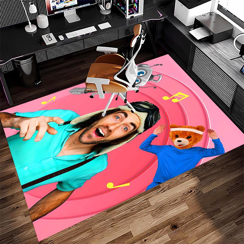 1pc Danny Go Print Area Rug - Soft, Washable Non-Slip Indoor Mat for Office Chairs, Living Room, Home Office Decorative Rug