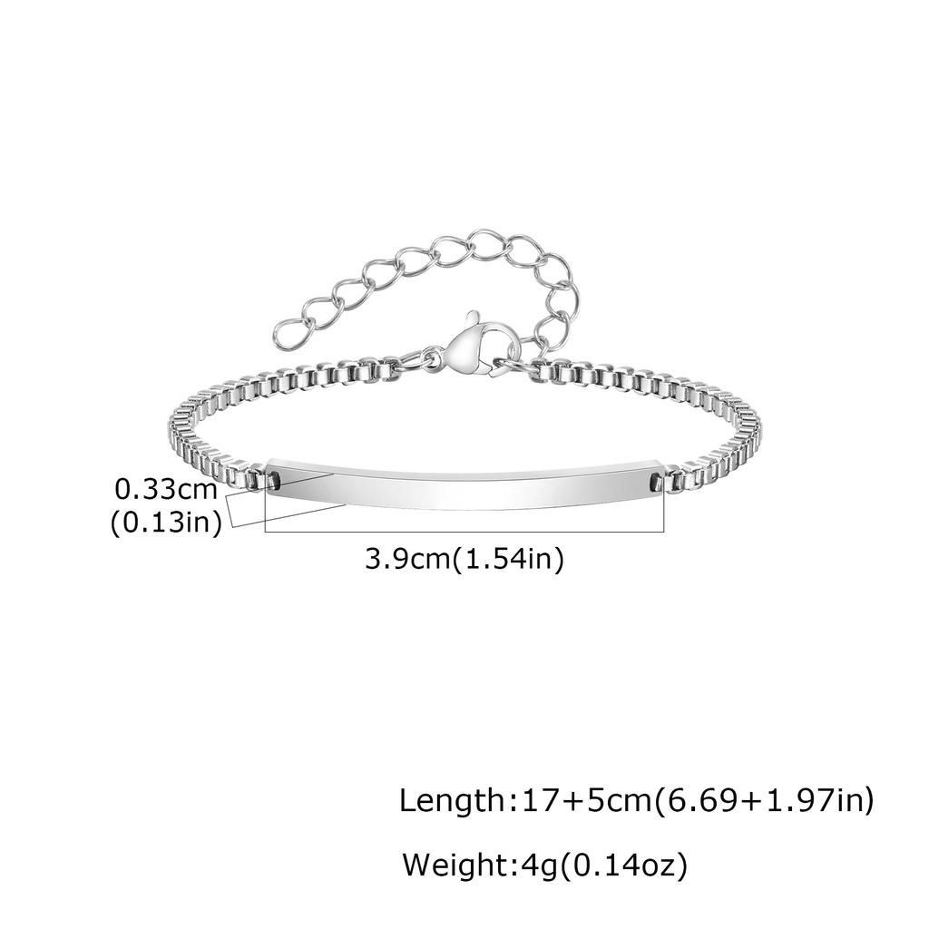 Simple Custom Thin Chin Bracelet for Men Women Couple,Stainless Steel Lover Wristband,Valentine's Day Anniversary Gifts