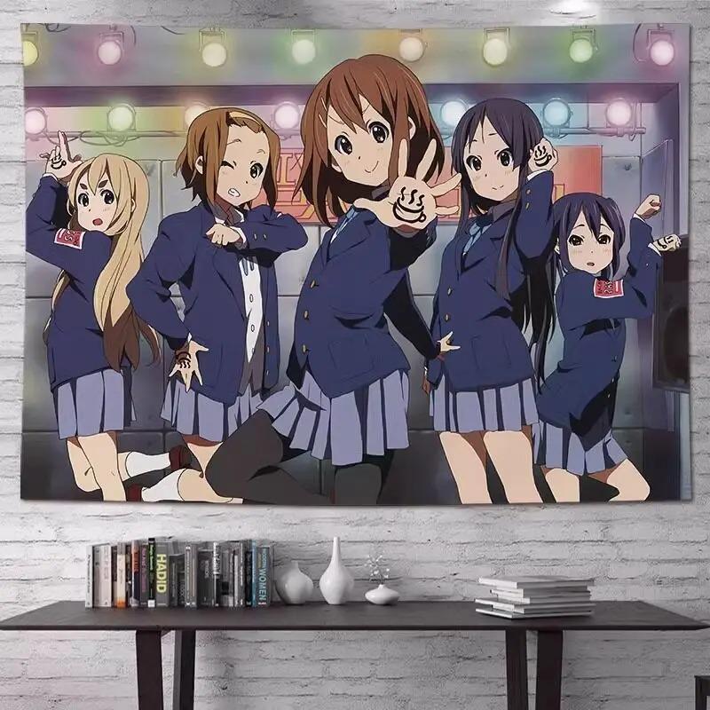 K Anime Auf Anime Mädchen Wandteppich Niedlicher Japanischer Schulmädchen Druck Wandbehang für Teenager Schlafzimmer Wohnheim Zimmer Dekor Mehrere Größen