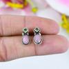 Natural Pink Opal,Peridot 925 Solid Sterling Silver Gift Tops Earring .75" t7M83
