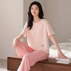 Women's Modal Pajama Set: Summer Short-Sleeve T-Shirt & Casual Long Pants, Plus Size Two-Piece Homewear