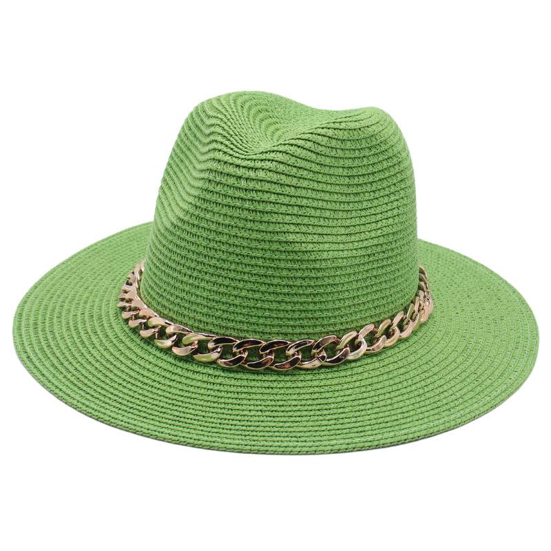 

Spring And Summer Foreign Trade New Golden Acrylic Jazz Hat Panama Straw Hat European And American Style Top Hat Panama Hat one size fits all зелений