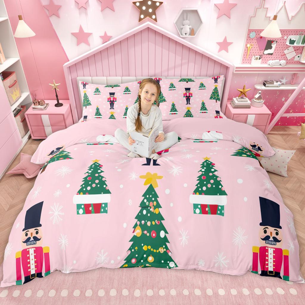 Homewish Gingerbread Nutcracker Duvet Cover Set For Kids Girls Merry Christmas Quilt Cover Set Happy New Year Gifts Bedding