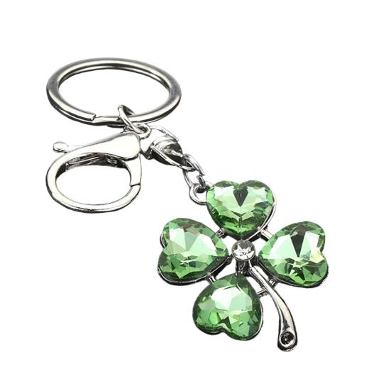 Keychain Pendant Sparkling Rhinestones Four-Leaf Clover Design Key Chain with Lobster Clasp Easy to Hang Key Holder Backpack Car Accessory A светло-зеленый