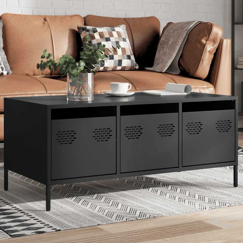 Vidaxl Coffee Table, Black, 101.5X50X43.5 Cm, Steel
