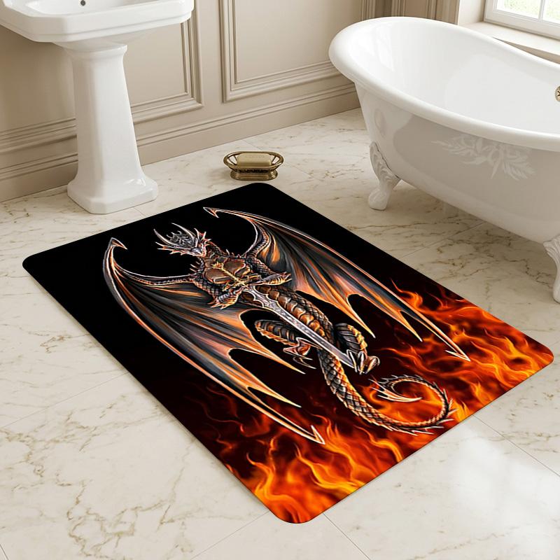 Dragon Fire Living Room Nonslip Area Rug Soft Carpet For Bedroom Game Playroom Sofa Office Home Decor Doormat Christmas Gift