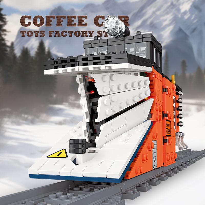 Technical City Train MOC Bricks LED 3D Model Snow Shoveling Locomotive Blocks STEM Cars Building Toys Friend Christmas Gifts NEW