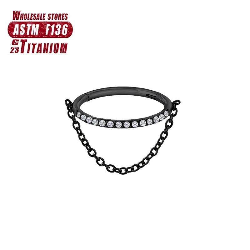F136 Titan Piercing Septum Zirkon Ohr Tragus Knorpel Nasenringe Daith Helix Ring Clicker Schmuck für Damen Mädchen Geschenk