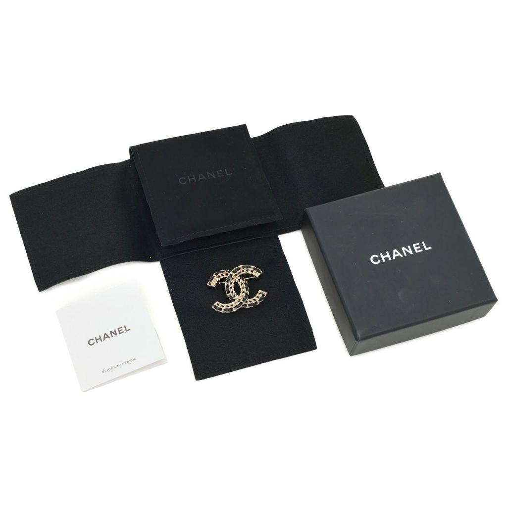 Used Chanel/CHANEL Coco Mark Brooch B22S Metal/Leather Gold/Black [Used]