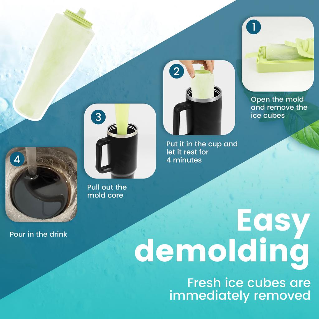 Silicone Ice Cube Tray for 40oz Tumbler Silicone Cylinder Ice Mold with Lid for Freezer 40oz Tumbler Cup Ice Maker for Whiskey