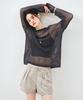 MONGDOL Paper Net See-Through Knit Top Charcoal Mdkt126Charcoal