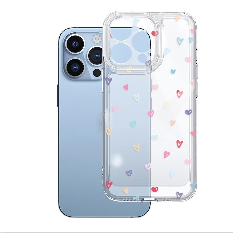 Ins Color Love Apple Phone Case iPhone17Pro High Value Ultra-thin Anti-drop Transparent Phone Case