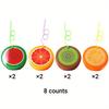 8pcs Creative Cartoon Fruit-Shaped Cups with Straws , Watermelon, Lemon, Orange, Kiwi Design , Reusable Plastic Food-Safe Drinking Cups