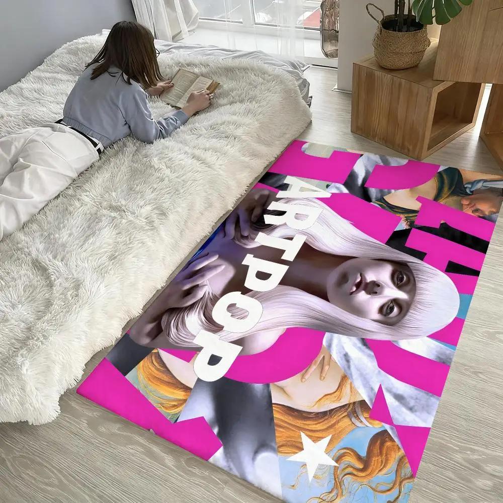 American Singer L-Lady Gaga Mayhem Floor Mat Soft Thickened Absorbent Non-Slip Bedroom Living Room Door Mat Home Flannel Rugs